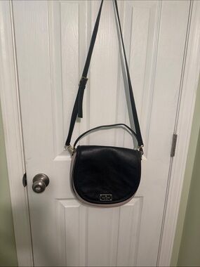kate spade Black and Blush Leather Crossbody Saddle Bag